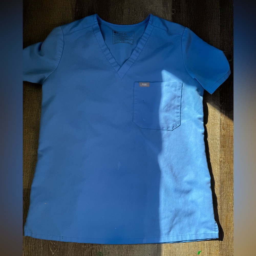 Figs V-Neck Ceil Blue Scrub Top S